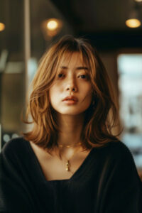 2025_セミロングヘア　シースルーサイドバング