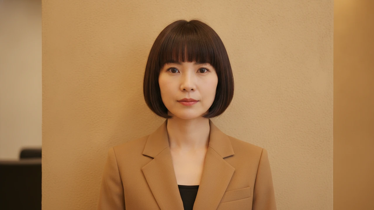 ぱっつん前髪のショートボブ正面