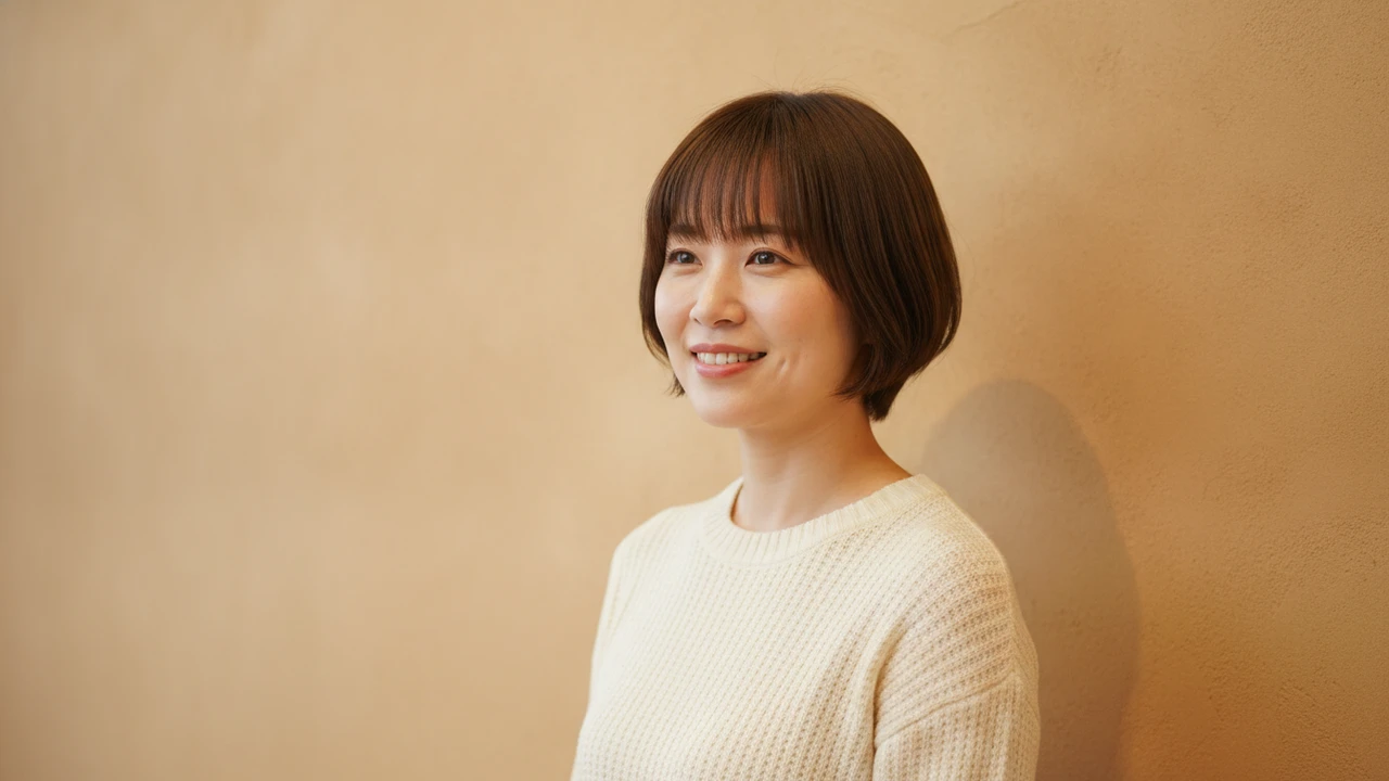 40代女性・モカブラウン・丸みのあるシルエット